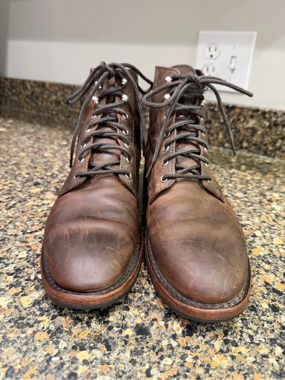 Men's Thursday 8.5 Brown Leather Lace-Up Boots